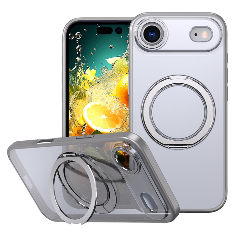 iPhone Air Mobilskal Ring Kickstand TPU PC Clear - Titangrå | 2353 | AlltMobil