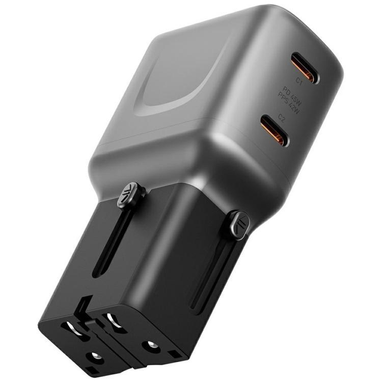 Energea Snabbladdare 45W 2xUSB-C TravelGo - Grafitsvart | 505295 | AlltMobil