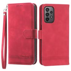 DIERFENG - DIERFENG DF-03 Pl&aring;nboksfodral f&ouml;r Samsung Galaxy A23 5G - Konstl&auml;der - R&ouml;d