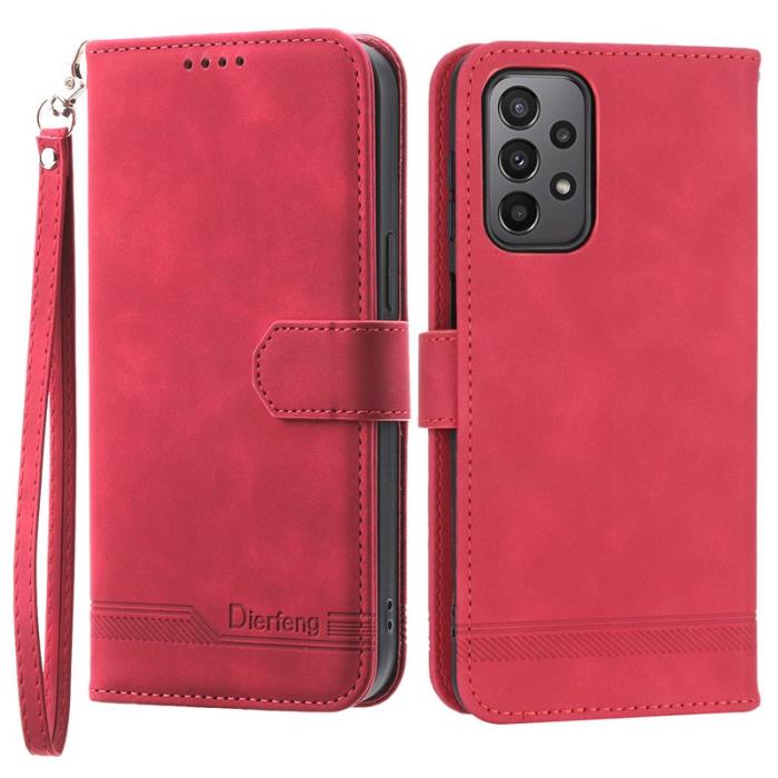 DIERFENG - DIERFENG DF-03 Plånboksfodral för Samsung Galaxy A23 5G - Konstläder - Röd