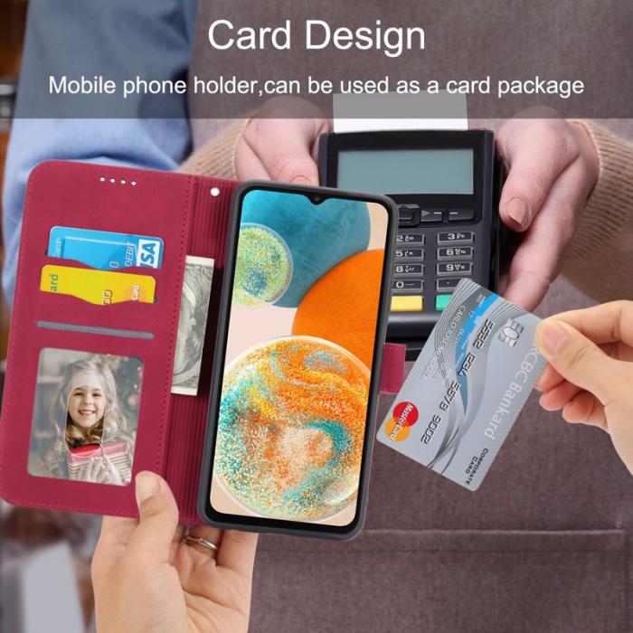 DIERFENG - DIERFENG DF-03 Plånboksfodral för Samsung Galaxy A23 5G - Konstläder - Röd