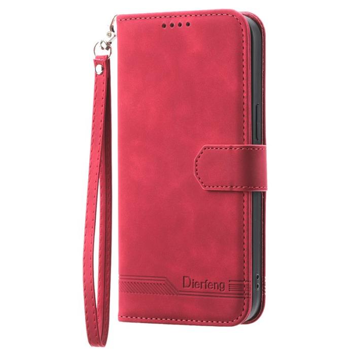 DIERFENG - DIERFENG DF-03 Plånboksfodral för Samsung Galaxy A23 5G - Konstläder - Röd