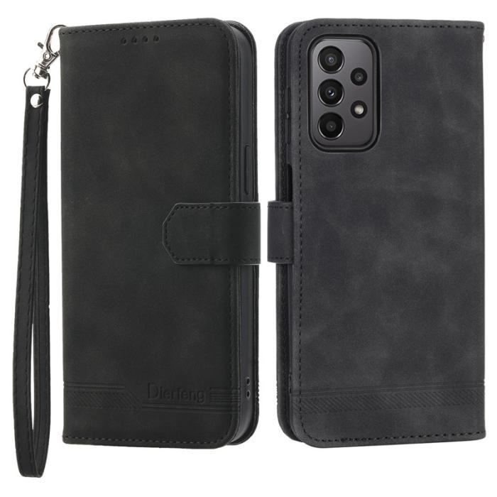 DIERFENG - DIERFENG DF-03 Plånboksfodral för Samsung Galaxy A23 5G - Konstläder - Svart