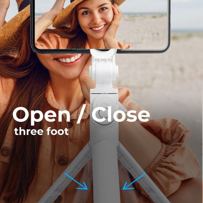Forcell - Combo Bluetooth Selfiestick med Stativ och Fjärrkontroll - Vit