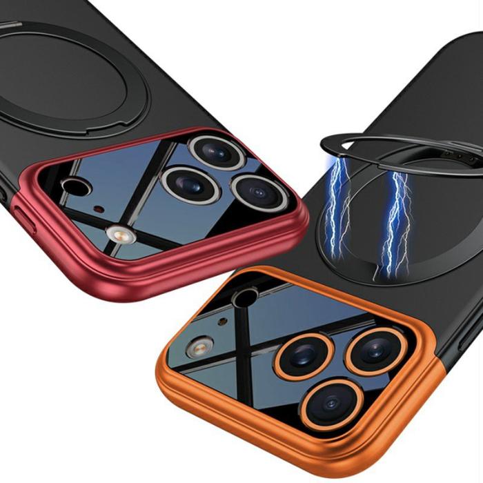 GKK - GKK iPhone 17 Pro Fodral Detachable Kamera Ram Kontrast - Orange / Svart