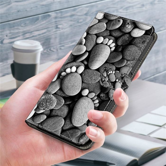 A-One Brand - Galaxy A17 5G Plånboksfodral Pattern Printing - Stone Footprints