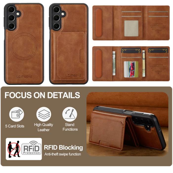 LC.imeeke - LC.IMEEKE L5 Samsung Galaxy A55 5G Fodral KonstLäder - Brun