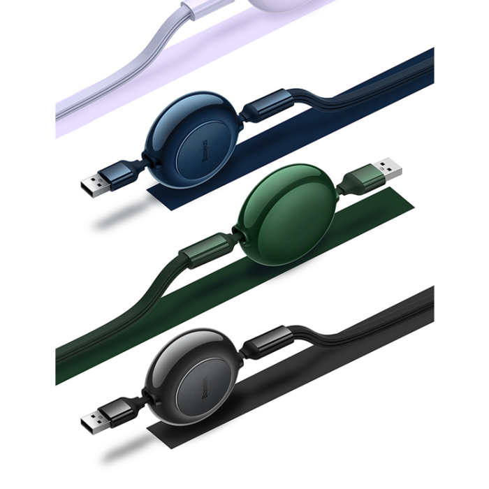 BASEUS - BASEUS Retractable 3in1 USB/USB-C/Lightning/microUSB Kabel 1m