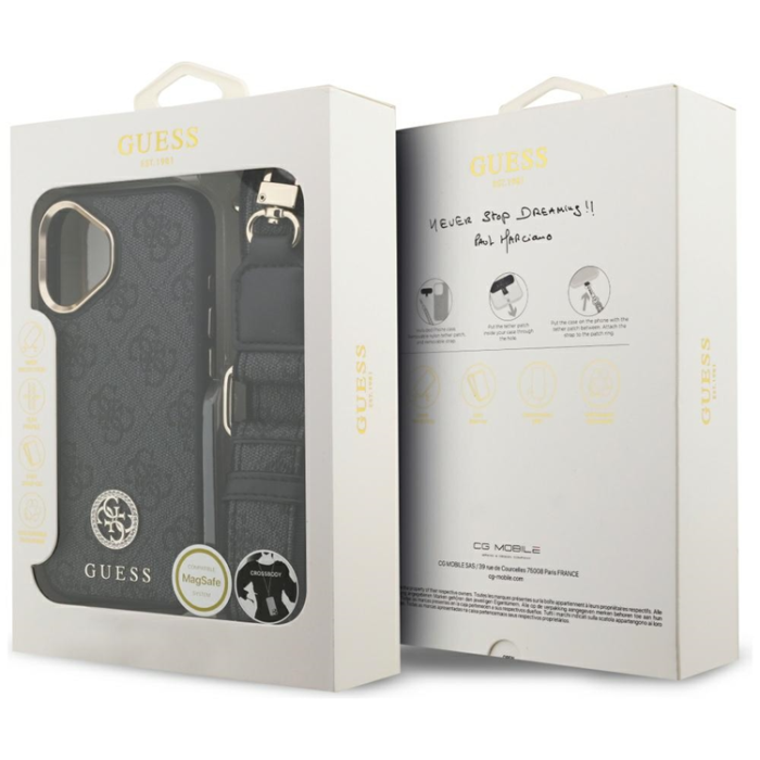 Guess - Guess iPhone 17 Mobilskal MagSafe 4G Strass Logo & Big Strap Metal Buttons