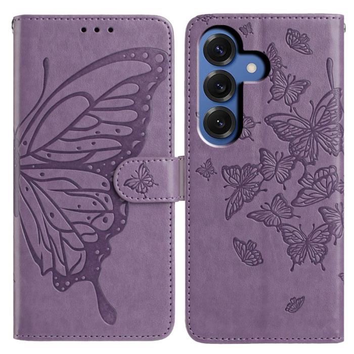 OEM - Samsung Galaxy S26 Plus Fodral Fjärilsprägling PU Läder Flip - Lila