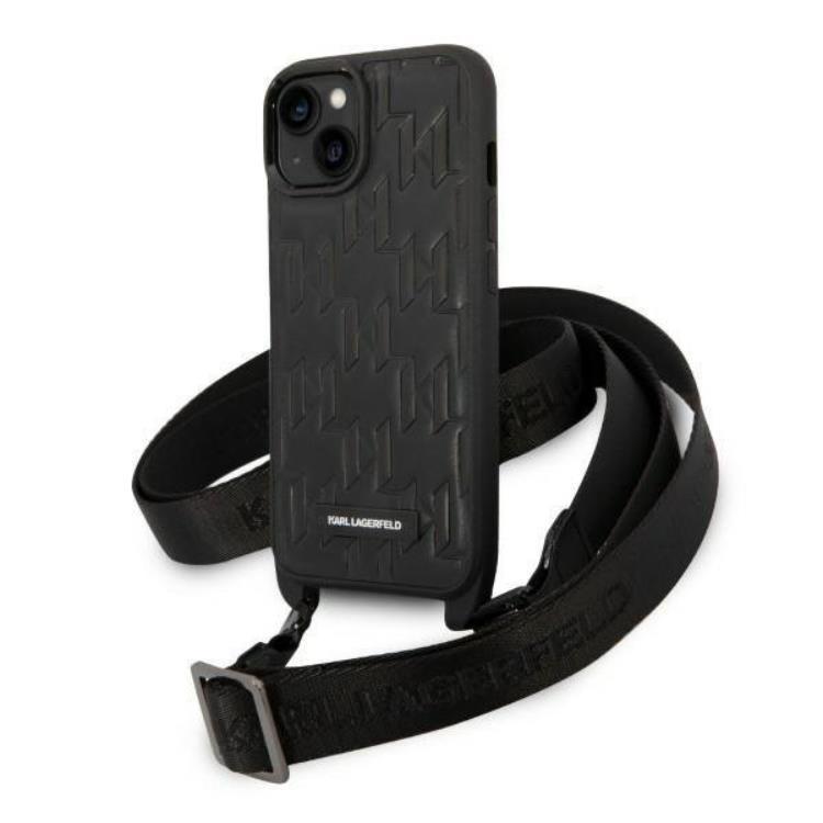 Karl Lagerfeld iPhone 14 Plus Skal med halsband Plaque Logo Strap - Svart | 2353 | AlltMobil