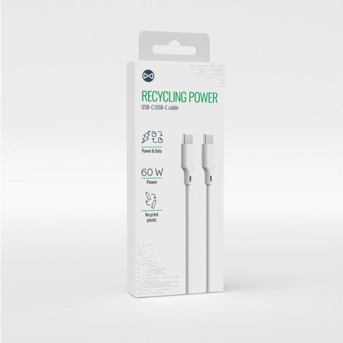 Forever Recycling - Forever USB-A till USB-C Kabel 3A 1.5m KR60-AC-00 - Vit