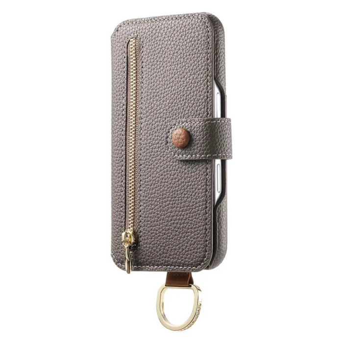 A-One Brand - iPhone 17 Pro Plånboksfodral RFID Blocking Zipper - Grå