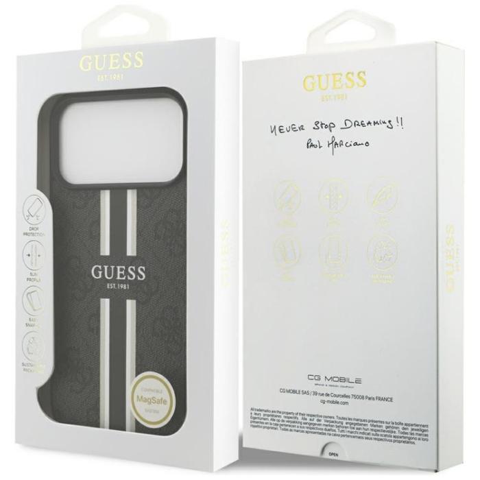Guess - Guess iPhone 17 Pro Max Mobilskal MagSafe 4G Printed Stripes - Svart