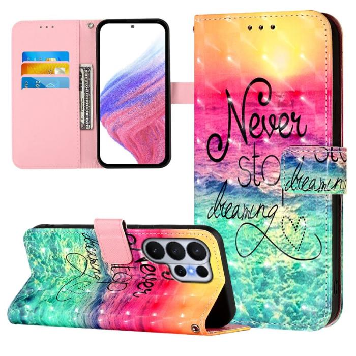 OEM - ABEEL Samsung Galaxy S26 Ultra Fodral Äkta Läder Mönster - Never Stop Dreaming