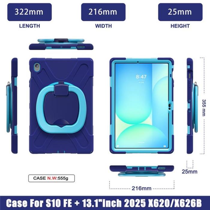 A-One Brand - Galaxy Tab S10 FE Plus Skal Kickstand Handle Grip - Marinblå