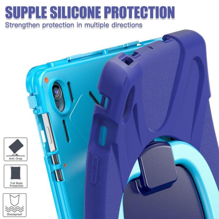 A-One Brand - Galaxy Tab S10 FE Plus Skal Kickstand Handle Grip - Marinblå
