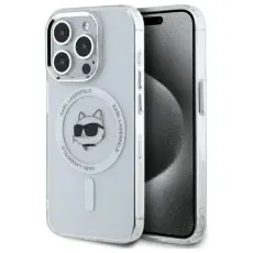 KARL LAGERFELD - Karl Lagerfeld iPhone 15 Pro Max Mobilskal MagSafe IML Choupette Head - Vit