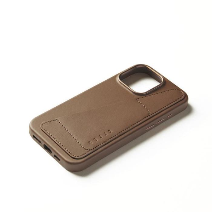 Mujjo - Mujjo iPhone 16 Pro Max Mobilskal MagSafe Korthållare - Tan