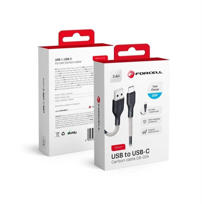 Forcell - Forcell Kol USB-C till USB-A kabel 1m - Svart