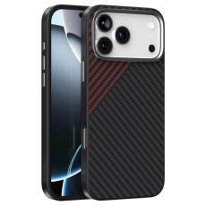ABEEL - ABEEL iPhone 17 Pro Mobilskal MagSafe Carbon Fiber - Svart / Röd