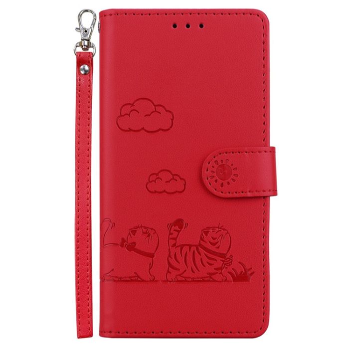 A-One Brand - Sony Xperia 10 VII Plånboksfodral RFID Kitten Pattern - Röd