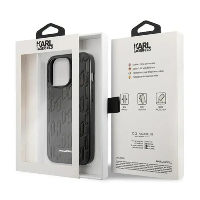 KARL LAGERFELD - Karl Lagerfeld iPhone 13 Pro Max Skal Monogram Plaque - Svart
