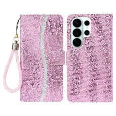 OEM - Samsung Galaxy S26 Ultra Pl&aring;nboksfodral Konstl&auml;der Glitter - Rosa