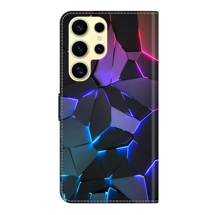 OEM - Mobilskal till Samsung Galaxy S26 Ultra TPU + KonstLäder Flip - Blå Sprickor