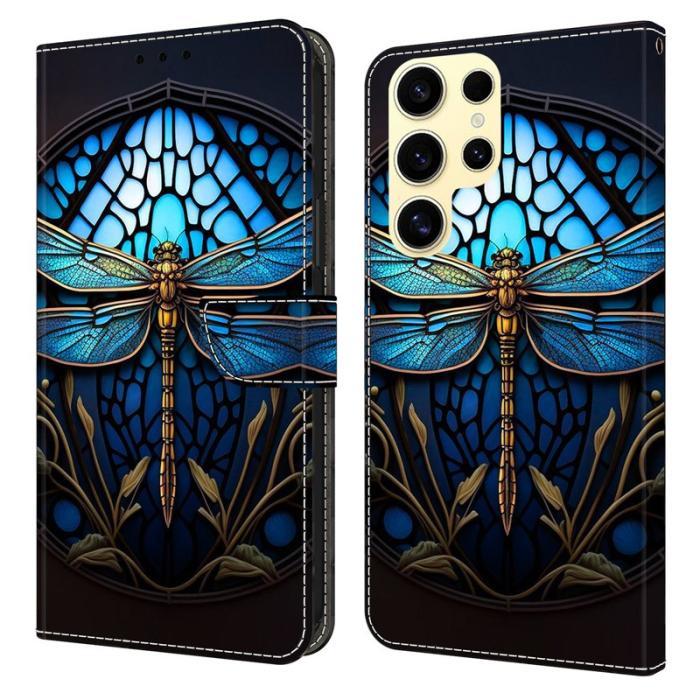 OEM - Mobilskal till Samsung Galaxy S26 Ultra TPU + KonstLäder Flip - Blå Trollslända