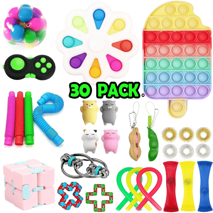 Adventskalender - Adventskalender 2023 - 30 Pack Fidget Pop it Toys för Vuxna & Barn (O)