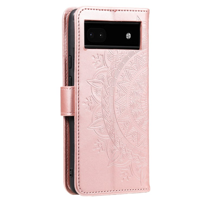 A-One Brand - Google Pixel 7A Plånboksfodral Imprinted Mandala Flower - Rosa Guld