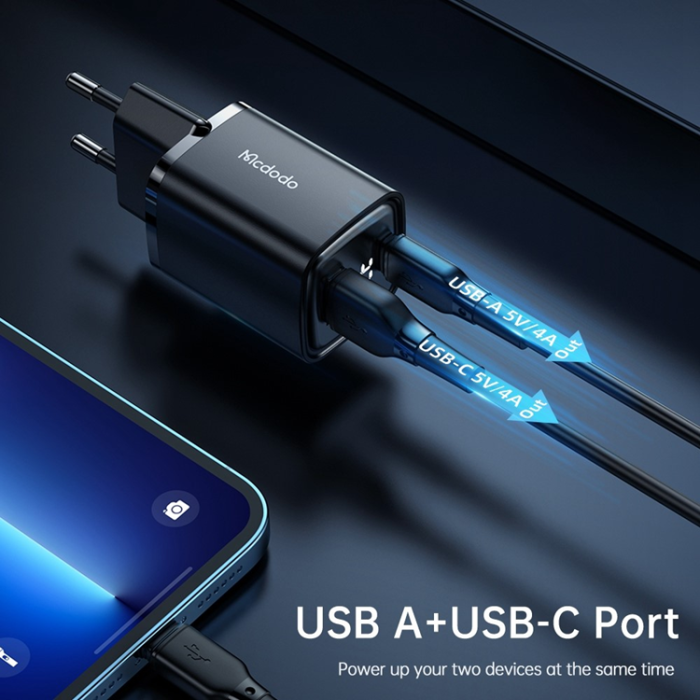 Mcdodo - MCDODO Snabbladdare 33W USB-A - USB-C EU Graphite - Svart