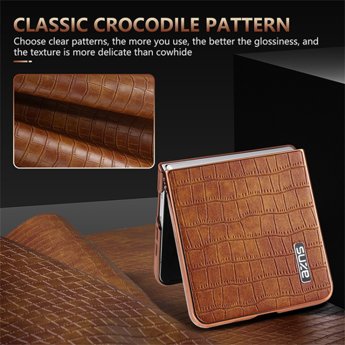 AZNS - AZNS Galaxy Z Flip 7 Mobilskal Crocodile Texture - Vit