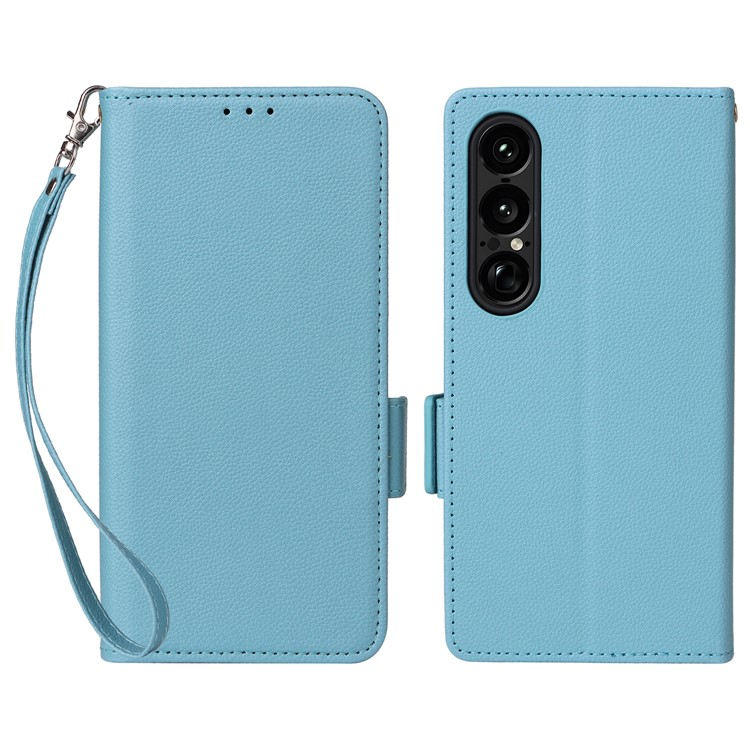 Sony Xperia 1 VII Plånboksfodral Litchi Texture Med Rem | 2353 | AlltMobil