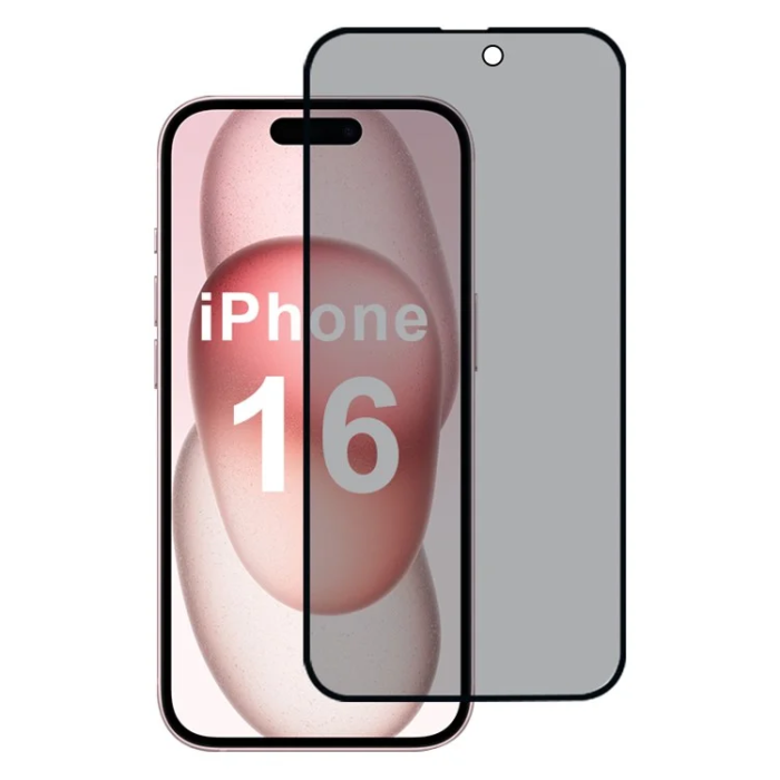 OEM - iPhone 16 Härdat Glas Skärmskydd Privacy - Svart