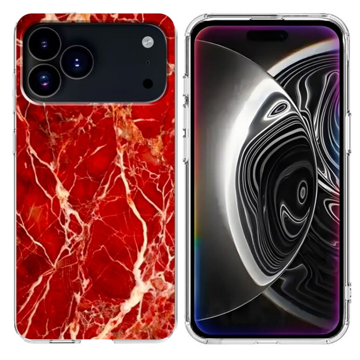 A-One Brand - iPhone 17 Pro Mobilskal Marble Pattern Printing Soft - Röd