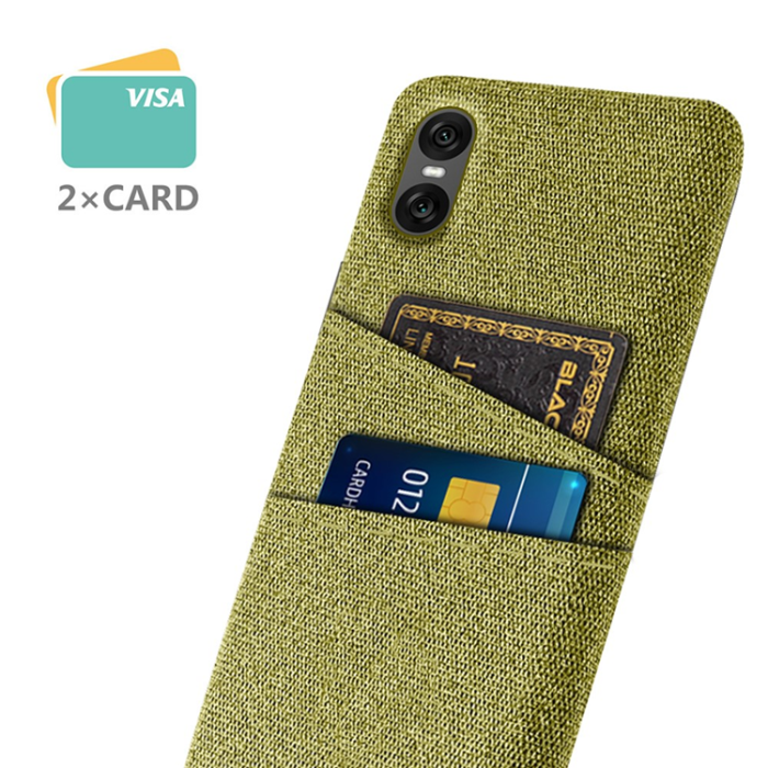 A-One Brand - Sony Xperia 10 VII Mobilskal med Dual Kortfack Tyg + PC - Gul
