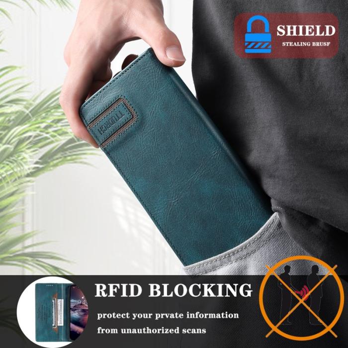 TTUDRCH - TTUDRCH Samsung Galaxy A37 Plånboksfodral Konstläder RFID Skydd - Svart