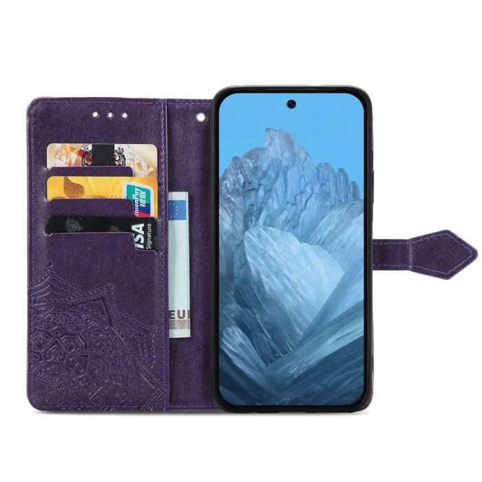A-One Brand - Google Pixel 10/10 Pro Plånboksfodral Mandala Flower - Lila