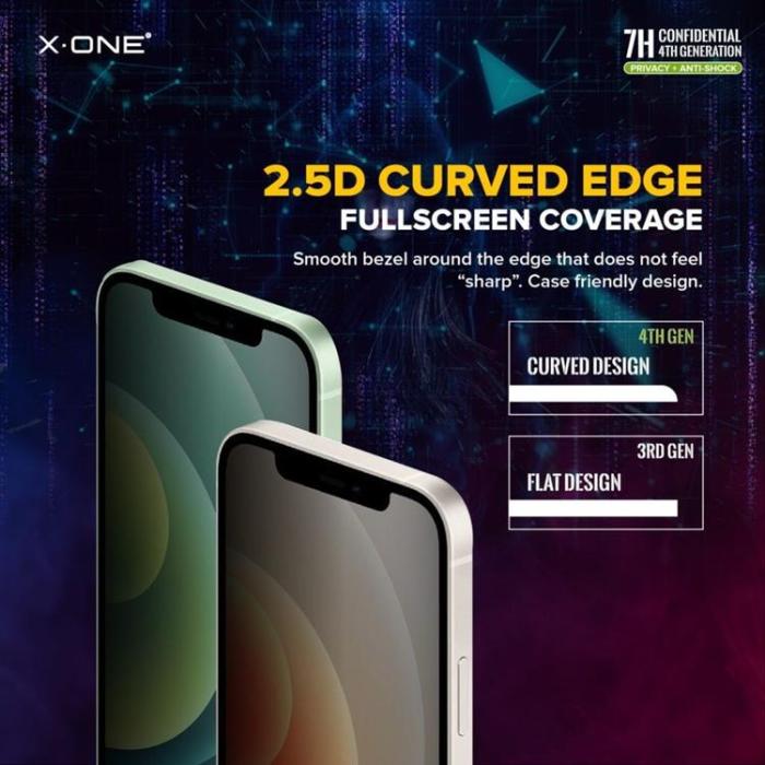 X-One - X-One iPhone 14 Pro Max Härdat Glas Skärmskydd Privacy Shock Eliminator