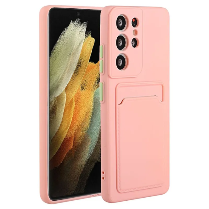 UTGATT - Galaxy S23 Ultra Mobilskal Korthållare TPU - Rosa