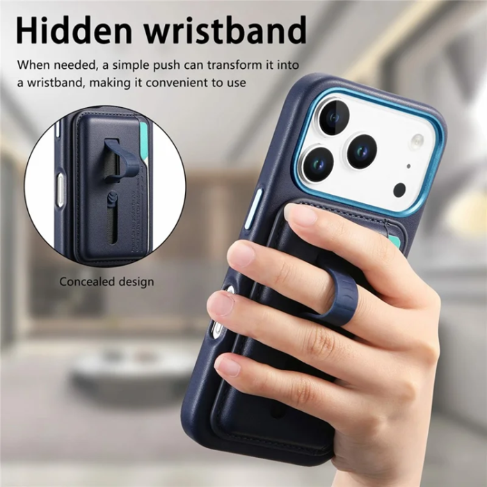 A-One Brand - iPhone 17 Pro Max Mobilskal Magsafe Detachable korthållare - Blå