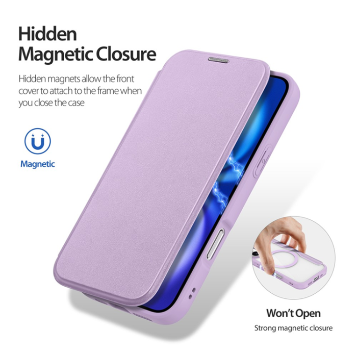 Dux Ducis - Dux Ducis iPhone 17 Plånboksfodral MagSafe Skin X Pro - Lila Rosa