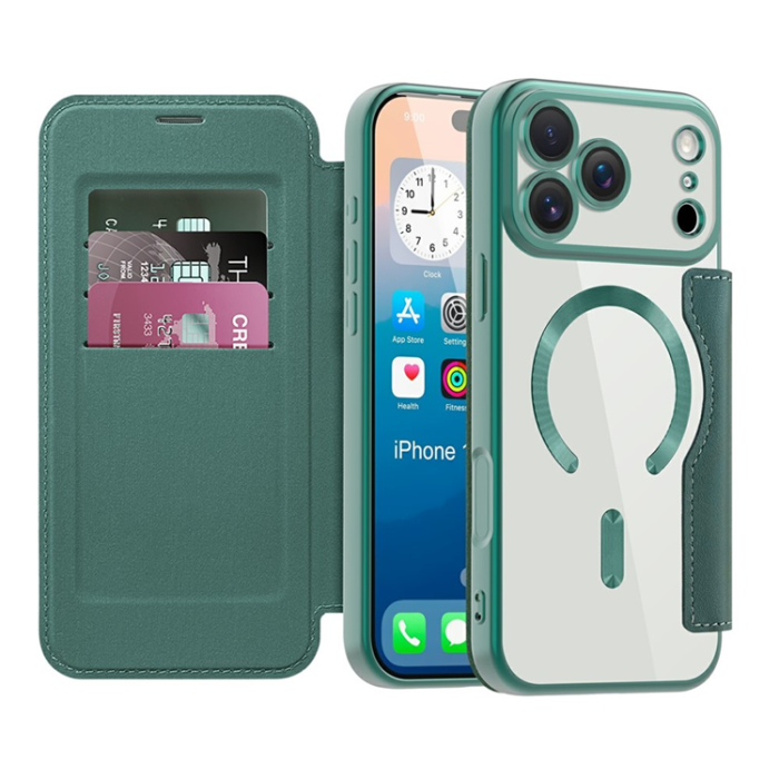 A-One Brand - iPhone 17 Pro Max Plånboksfodral Magsafe RFID Blocking - Grön
