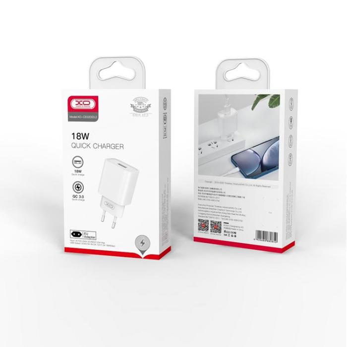 XO - XO Väggladdare 18W USB CE02D QC 3.0 - Vit