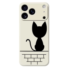 A-One Brand - iPhone 17 Pro Mobilskal Black Cat on the Wall - Beige