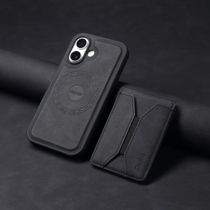 DENIOR - DENIOR D17 iPhone 16 Fodral KonstLäder - Svart