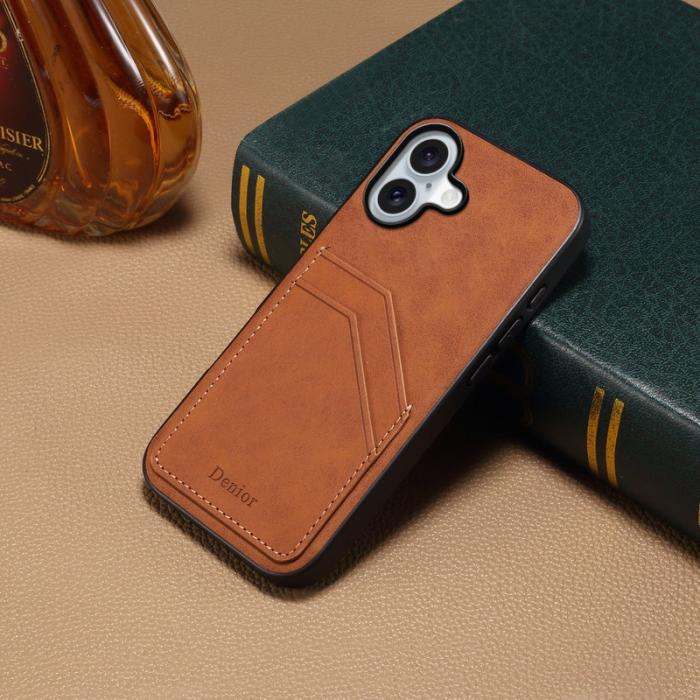 DENIOR - DENIOR Mobilskal till iPhone 17 PU Läder + TPU + PC - Brun