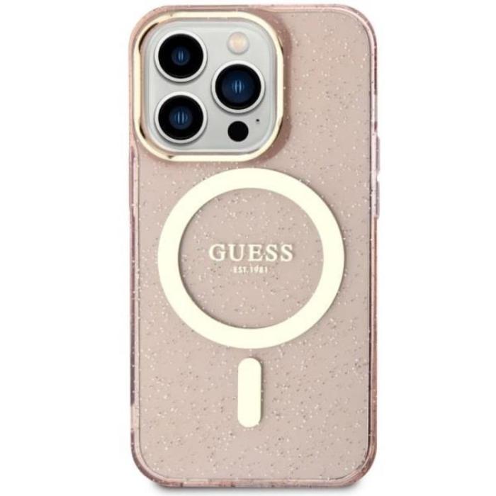 Guess - Guess iPhone 11/XR Mobilskal Magsafe Glitter Guld - Rosa